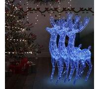 vidaXL 3x Rennes de Noël XXL Acrylique 250 LED Ornement de Noël Rennes Lumineux Décoration de Fête Maison Jardin Intérieur 180 cm Bleu Bleu G