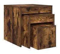 vidaXL 3X Tables Gigognes Tables Basses Table de Bout de Canapé Ensemble 3 Tables d'Appoint Salon Chambre à Coucher Chêne Fumé Bois d'Ingénierie