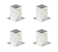 vidaXL 4 Ancres de Poteau Support Pied Base de Poteau Ancrage au Sol Fixation Galvanisé à Chaud Métal Galvanisé 91 mm