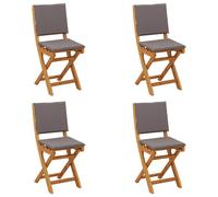 vidaXL Chaises de bistrot d'extérieur avec coussins – Lot de 4 Gris foncé 38 x 46 x 85 cm