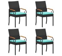 vidaXL : 4 chaises de jardin, noir et turquoise, en polyrotin et en acacia