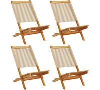 vidaXL, 4 chaises pliantes, couleur beige, en bois d'acacia massif