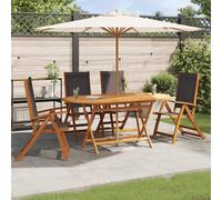 vidaXL Chaises de jardin pliantes – Bois massif acacia et textilène – Lot de 4