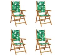 vidaXL : 4 chaises pliantes réglables, avec revêtement en tissu vert et structure en bois massif