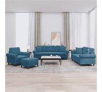 vidaXL Ensemble de canapés 4 pcs avec coussins bleu velours