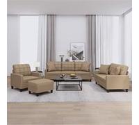 Vidaxl Ensemble De Canapés 4 Pcs Avec Coussins Cappuccino Similicuir