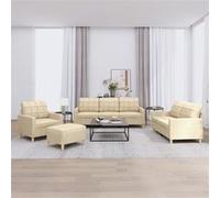 vidaXL 4-delige Loungeset met kussens stof crÃmekleurig3201252 Crème G