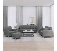 vidaXL Ensemble de canapés 4 pcs coussins gris foncé tissu