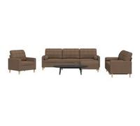 vidaXL Ensemble de canapés 4 pcs 3278314 avec repose-pied et coussins tissu Marron G