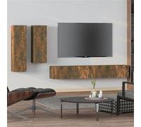vidaXL 4-delige Tv-meubelset bewerkt hout gerookt eikenkleurig3114635 Marron G