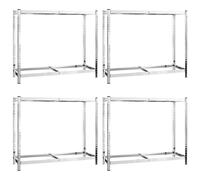 vidaXL 4x Porte-pneus à 2 Niveaux Etagères de Rangement Stockage d'Atelier Etagère d'Entrepôt Supports à Pneus Garage Argenté 110x40x110 cm Acier