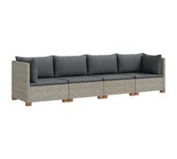 vidaXL 4 pc Ensemble de Salon en rotin avec Coussins GENDT Gris Kubu, Ensemble de Salon en rotin, canapé modulable pour Le Salon, Jardin et terrasse, mobilier extérieur Tendance et Confortable