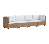 vidaXL 4 pc Ensemble de Salon en rotin avec Coussins GENDT Naturel, Ensemble de Salon en rotin, canapé modulable pour Le Salon, Jardin et terrasse, mobilier extérieur Tendance et Confortable
