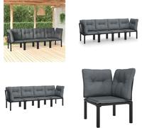 vidaXL 4 pcs. Garden Lounge Set Noir et Gris Poly Rattan - Garden Lounge Set - Garden Lounge Sets - Lounge Set - Garden Lounge Set