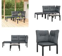 vidaXL 4 pcs. Garden Lounge Set Noir et Gris Poly Rattan - Garden Lounge Set - Garden Lounge Sets - Lounge Set - Garden Lounge Set