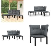 vidaXL 4 pcs. Garden Lounge Set Noir et Gris Poly Rattan - Garden Lounge Set - Garden Lounge Sets - Lounge Set - Garden Lounge Set