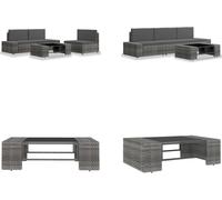 vidaXL 4 pcs. Garden Lounge Set Poly Rattan Grau - Ensemble de jardin - Ensemble de salon de jardin - Ensemble de canapés modulaires