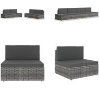 vidaXL 4 pcs. Garden Lounge Set Poly Rattan Grau - Ensemble de jardin - Ensemble de salon de jardin - Ensemble de canapés modulaires