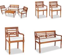 vidaXL 4 pcs. Garden Lounge Set with Auflagen Massiv Wood Teak - Set de meubles - Set de meubles - Chaise de jardin - Chaises de jardin