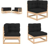 vidaXL 4 pcs. Garden Lounge Set with Coussin Pin Massif - Ensemble de meubles de jardin - Garniture de jardin - Garniture de jardin