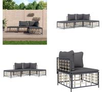 vidaXL 4 pcs. Garden Lounge Set with Coussins Anthracite Poly Rattan - Garden Lounge Set - Garden Lounge Sets - Lounge Set - Garden Furniture