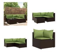 vidaXL 4 pcs. Garden Lounge Set with Coussins Braun Poly Rattan - Garden Lounge Set - Garden Lounge Sets - Outdoor Lounge Set - Lounge Set Terrasse