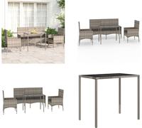 vidaXL 4 pcs. Garden Lounge Set with Coussins Grey Poly Rattan - Garden Lounge Set - Garden Lounge Sets - Outdoor Lounge Set - Lounge Set Terrasse