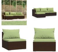 vidaXL 4 pcs. Garden Lounge Set with Cushion Braun Poly Rattan - Garden Lounge Set - Garden Lounge Sets - Sofa And Table - Terrassen-Lounge-Set