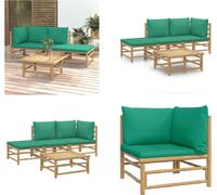 vidaXL 4 pcs. Garden Lounge Set with Green Coussins Bamboo - Garden Lounge Set - Garden Lounge Sets - Lounge Set - Garden Furniture Set