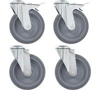 vidaXL 4 pcs Roulettes pivotantes à trou de boulon 125 mm G