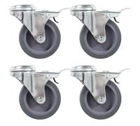 vidaXL 4 pcs Roulettes pivotantes à trou de boulon à double frein 75mm
