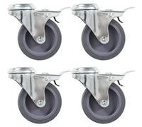 vidaXL 4 pcs Roulettes pivotantes à trou de boulon à double frein 75mm