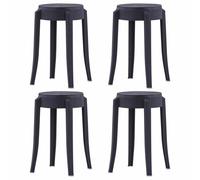 Vidaxl 4 Pcs Tabourets Empilables Noir Plastique Noir