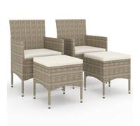 vidaXL 4-tlg. Set de hotte de jardin et d'hochet Poly Rattan Grau