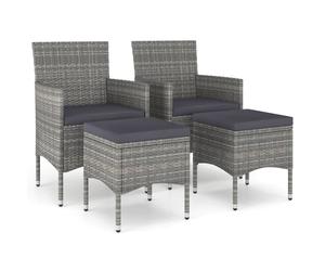 vidaXL 4-tlg. Set de hotte de jardin et d'hochet Poly Rattan Grau