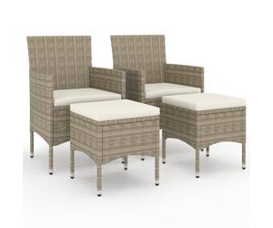 vidaXL 4-tlg. Set de hotte de jardin et d'hochet Poly Rattan Grau