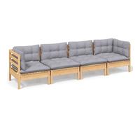 vidaXL 4-tlg. Set de salon de jardin avec baisers gris Kiefer Massivholz