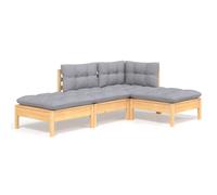 vidaXL 4-tlg. Set de salon de jardin avec baisers gris Kiefer Massivholz
