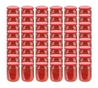 Vidaxl 48 Pcs Pots À Confiture Avec Couvercle Rouge Verre 230 Ml