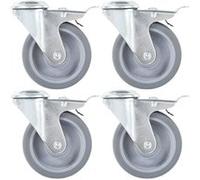 vidaXL 4pcs Roulettes pivotantes à trou de boulon à double frein 100mm