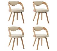 vidaXL 4X Bois Courbé Chaises à Dîner Chaises de Salle à Manger Chaises de Repas Chaises de Cuisine Chaises de Salon Maison Bureau Crème Similicuir