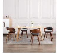 Vidaxl Chaises De Salle À Manger 4 Pcs Bois Courbé Et Tissu Multicolore