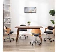 vidaXL 4x Bois Courbé Chaises Pivotantes à Dîner Sièges de Salle à Manger Salon Repas Chambre Cuisine Bureau Maison Intérieur Noir Similicuir Noir G