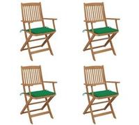 vidaXL Chaises de jardin pliantes 4 pièces avec coussins en bois massif d'acacia