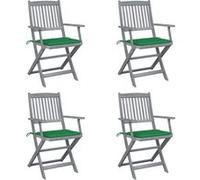 vidaXL 4x Bois d'Acacia Chaises Pliables d'Extérieur avec Coussins Chaises de Patio Fauteuils de Jardin Chaises à Dîner Salle à Manger Terrasse G