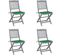 vidaXL 4x Bois d'Acacia Chaises Pliables d'Extérieur avec Coussins Chaises de Patio Sièges de Jardin Chaises à Dîner Salle à Manger Terrasse G