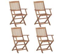 vidaXL 4X Bois d'Acacia Solide Chaises Pliables d'Extérieur Fauteuils de Salle à Manger de Jardin Chaises de Patio Meubles de Terrasse