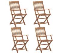 vidaXL Chaises de jardin pliantes en acacia massif – Lot de 4