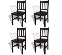 vidaXL 4X Bois de Pin Chaise Salle à Manger Marron Foncé Chaise de Cuisine
