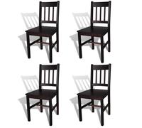 vidaXL Lot de 4 chaises salle à manger Bois de pin Marron foncé H.86 cm